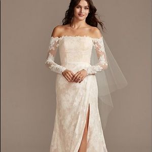Melissa Sweet Elegant Off the Shoulder Lace wedding dress